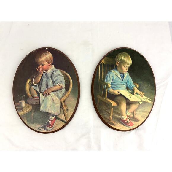Set James Ingwersen Art Prints Oval Wall Art Gretchen & Gary Boy Girl 1973 - Picture 1 of 12